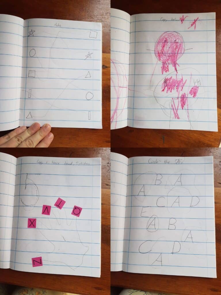 toddler notebook scribbles