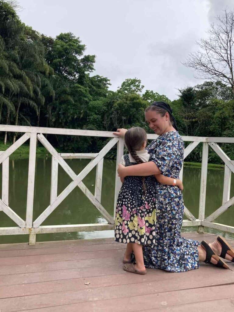 mom hugging a daughter