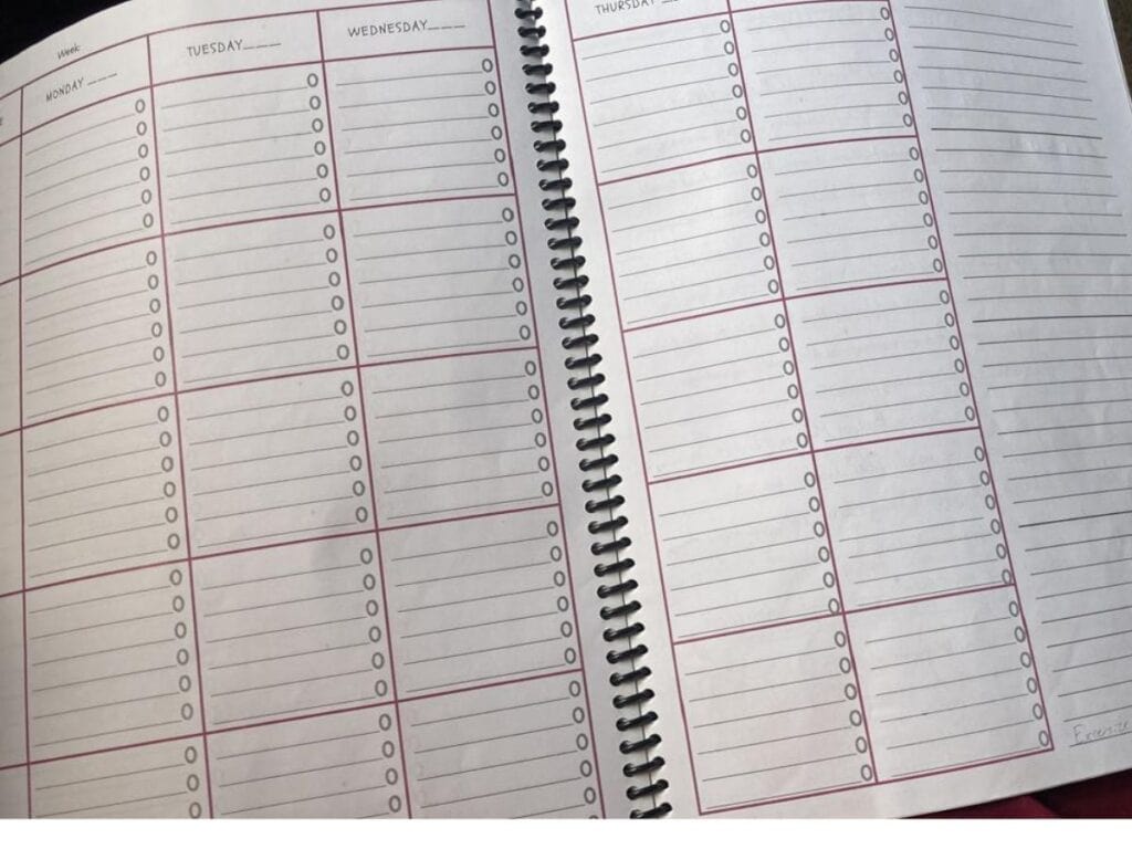 homeschool planner weekly spread