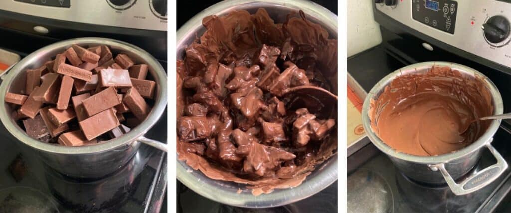 chocolate melting in various steps