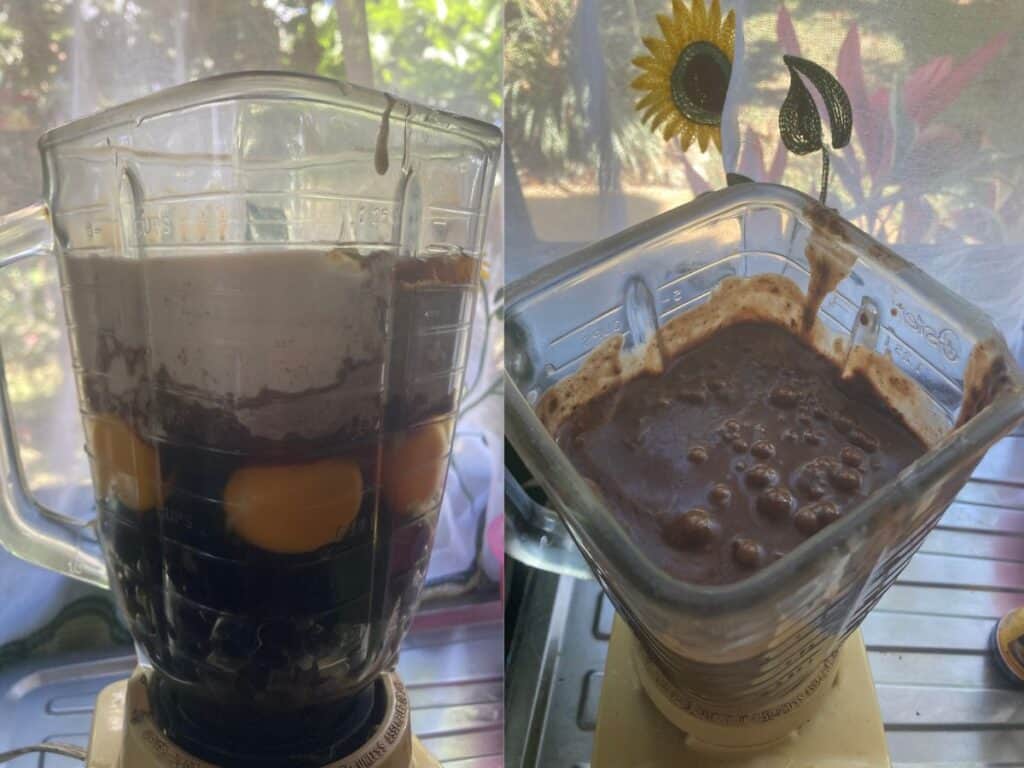 brownie ingredients in blender